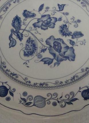 Красивая антикварная тарелка - блюдо синий лук англия №10748 фото