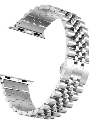 Браслет металлический для apple watch 38, 40, 41, 42, 44, 45 мм. и других смарт часов. цвет серебра1 фото
