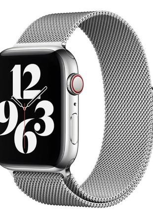 Ремінець / браслет для apple watch 38 40 42 44 45.срібло колір, міланська петля. ремінець на епл вотч