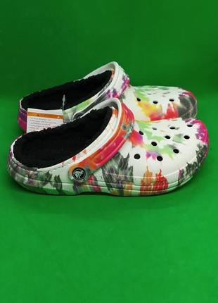 Утеплені крокси crocs classic lined tie dye clogs (206341-0с4) оригінал3 фото