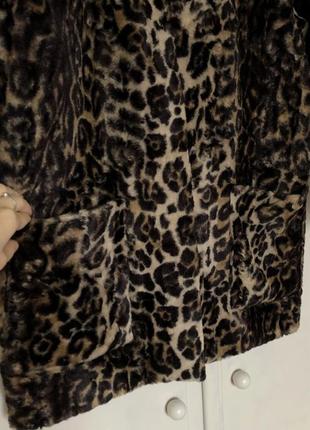 Леопардовая шуба демисезонная-зима. искусственная шуба. принт1 фото