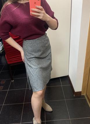 Шерстяная юбка мини,юбка мини серая,коротка юбка зимняя3 фото