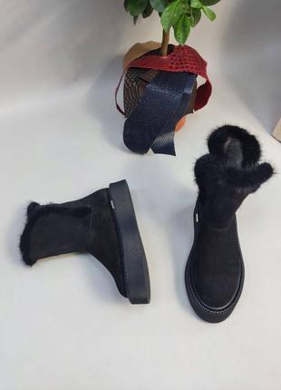 Теплі замшеві уггі угі ugg  з опушкою з хутра норки колір на вибір8 фото