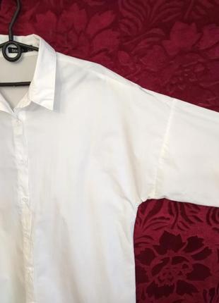 Очень плотная длинная свободная рубашка довга біла сорочка3 фото