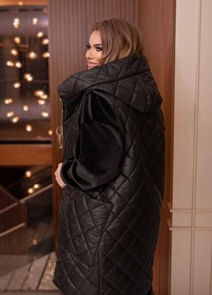 Крута жіноча куртка курточка тепла з капюшоном 50-582 фото