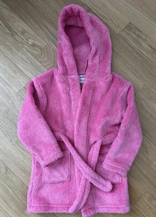 Детский розовый халат на девочку 12-18 мес теплый
