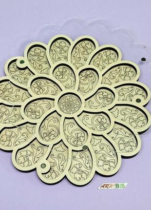 060129 деревянный органайзер для бисера на 25 ячеек с крышкой, большой цветок