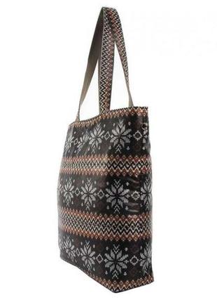 Сумка-шоппер. женская сумка в зимнем стиле с принтом снежинки4 фото