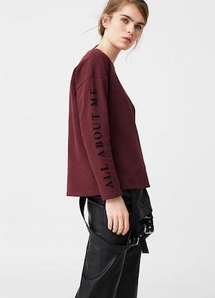 Свитшот с начесом mango - s, м. бордовый 3
