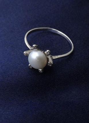 Комплект серебро 925 кольцо и серьги серебряные жемчуг имп 15449 254493 фото