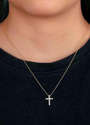 Маленький крестик,подвеска 925 пробы,крест с камнями,серебряная цепочка9 фото
