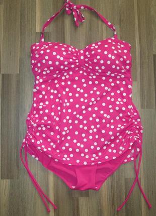 Купальник розовый в белый горох