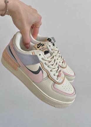 Женские кожаные кроссовки nike air force shadow “pink glaze”#найк