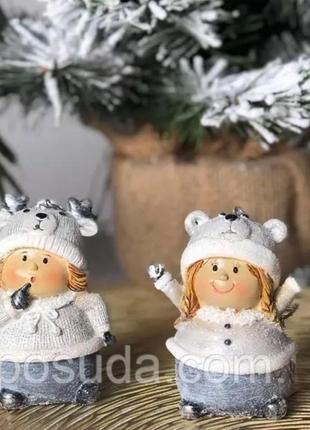 Декоративна підвіска діти в смішних шапках, 9см, 2 види, колір - сірий з сріблом