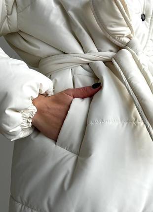Пальто длинное зимнее теплое водоотталкивающее чёрное бежевое молочное курточка парка пуховик тренч10 фото