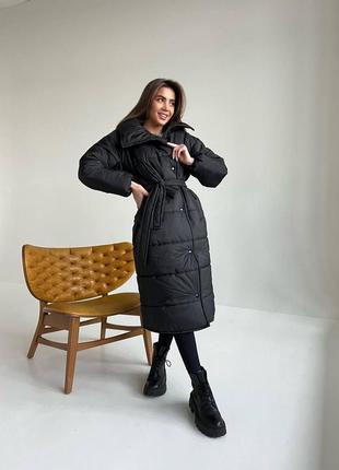 Пальто длинное зимнее теплое водоотталкивающее чёрное бежевое молочное курточка парка пуховик тренч1 фото