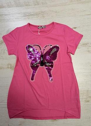 Футболка для дівчинки 6-14р. угорщина. паєтки перевертиши