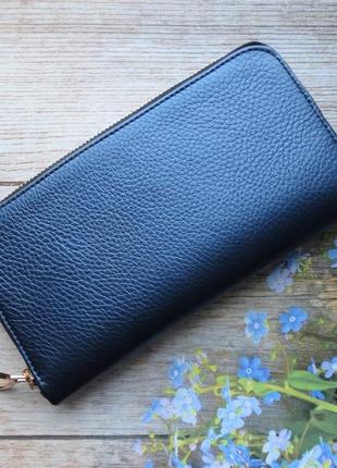 Женский кожаный кошелек синий