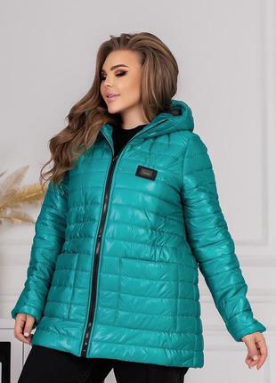 Весенняя женская куртка больших размеров на синтепоне, с теплая с капишоном