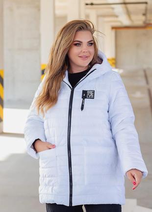 Стильная демисезонная куртка больших размеров стеганная с накладными карманами украина8 фото