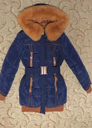 Шикарный зимний пуховик hailuozi куртка,пальто натуральный мех зима 42 р.