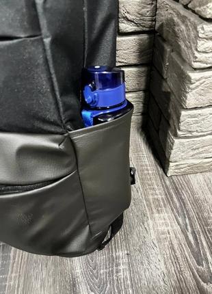 Рюкзак черный big bag с отделкой из кожзама5 фото