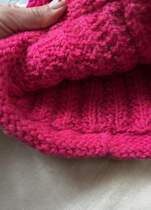 Рожева тепла шапка ( крупна вязка )2 фото