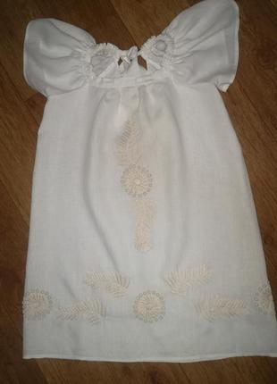 Літня лляна біла сукня з вишивкою united colors of benetton