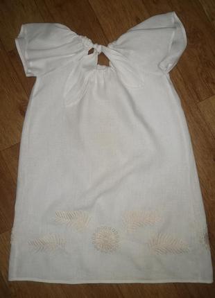 Літня лляна біла сукня з вишивкою united colors of benetton2 фото