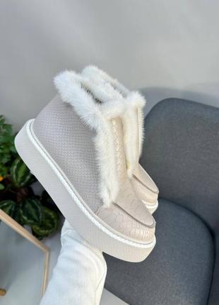 Теплі вишукані черевики norka 🐀зутро норка натуральна шкіра замш пітон зима осінь