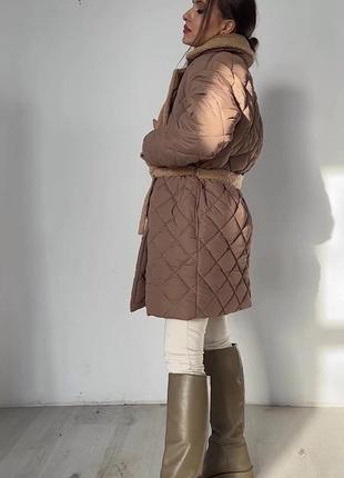 Пальто зима стеганое с мехом,3 цвета3 фото