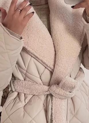 Пальто зима стеганое с мехом,3 цвета10 фото