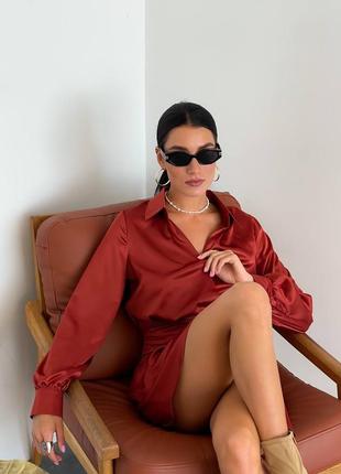 Вишукана шовкова вечірня сукня з довгим рукавом6 фото