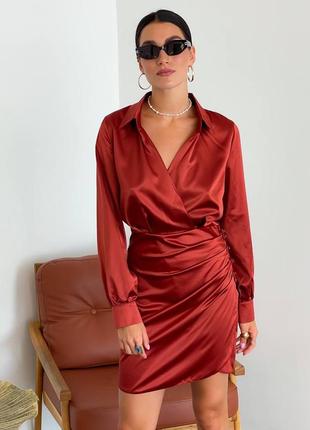 Вишукана шовкова вечірня сукня з довгим рукавом7 фото