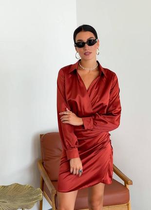 Вишукана шовкова вечірня сукня з довгим рукавом3 фото