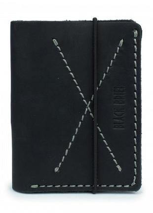Тонкий кожаный кошелек-портмоне black brier