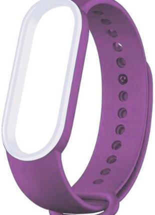 Ремешок uwatch double color replacement silicone band for xiaomi mi band 5/6 purple/white line