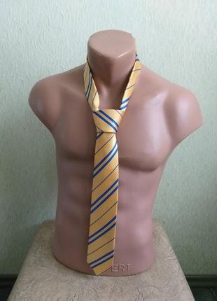 Галстук желто-синий, в полоску. 100% шелк. краватка жовто-блакитна. 100% шовк.3 фото