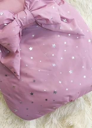 Спальник для новонароджених дівчаток, глітер зірочки, пудра
