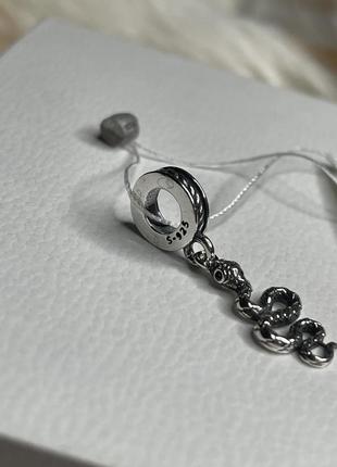 Серебряная подвеска кулон голова змеи змейка змея с камнями камушками серебро проба...