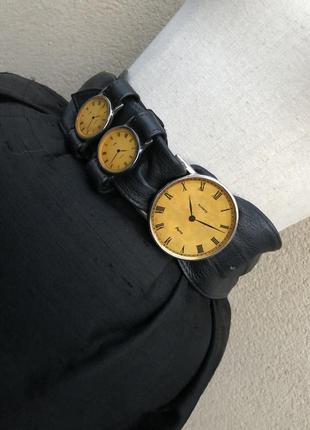 Вінтаж,шкіряний чорний пояс з годинниками ручної роботи