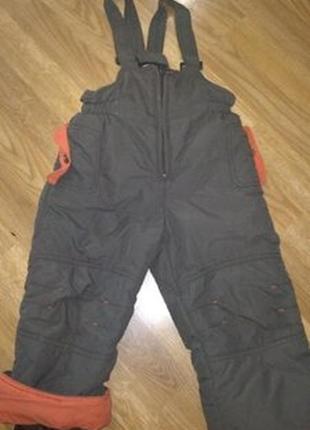 Штани лижні комбінезон коричнево-сірий з помаранчевими вставками на 3роки 98р.