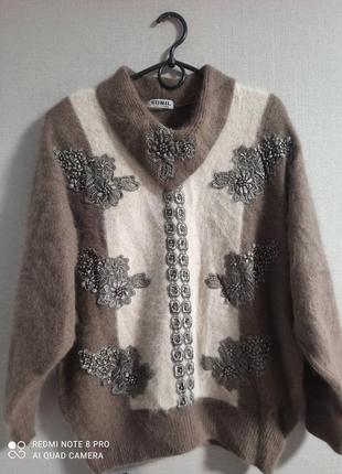 Розкішний пухнастий теплий ангоровий светр, пуловер sunil