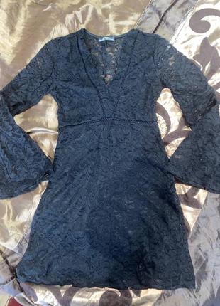 Черное ажурное платье от bershka1 фото