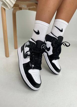 Женские высокие кожаные кроссовки nike air jordan 1 retro mid “carbon fiber”       #найк4 фото