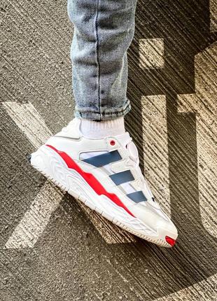 Мужские кожаные кроссовки adidas niteball " white/red"#адидас