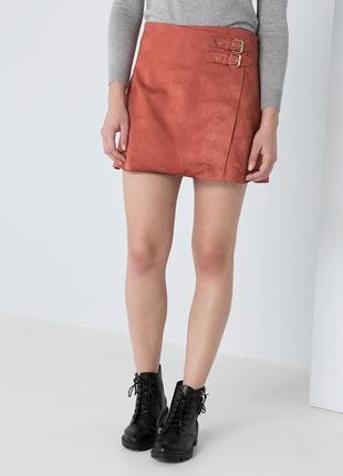 Юбка эко замш bershka