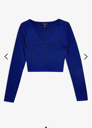 Світер светр вкорочений кроп топ топік синій леопардовий принт7 фото