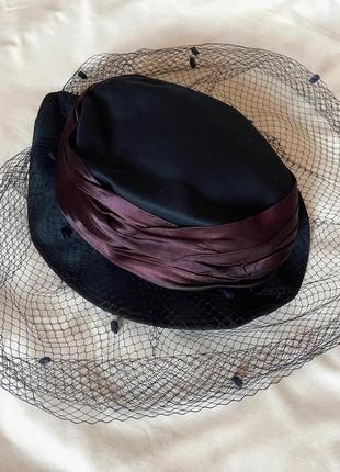 Винтаж винтажная старинная ретро женская дамская шляпа шляпка таблетка вуалетка вуаль ссср2 фото