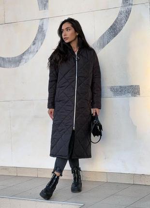 Женская зимняя куртка-пальто черная 791в6 фото